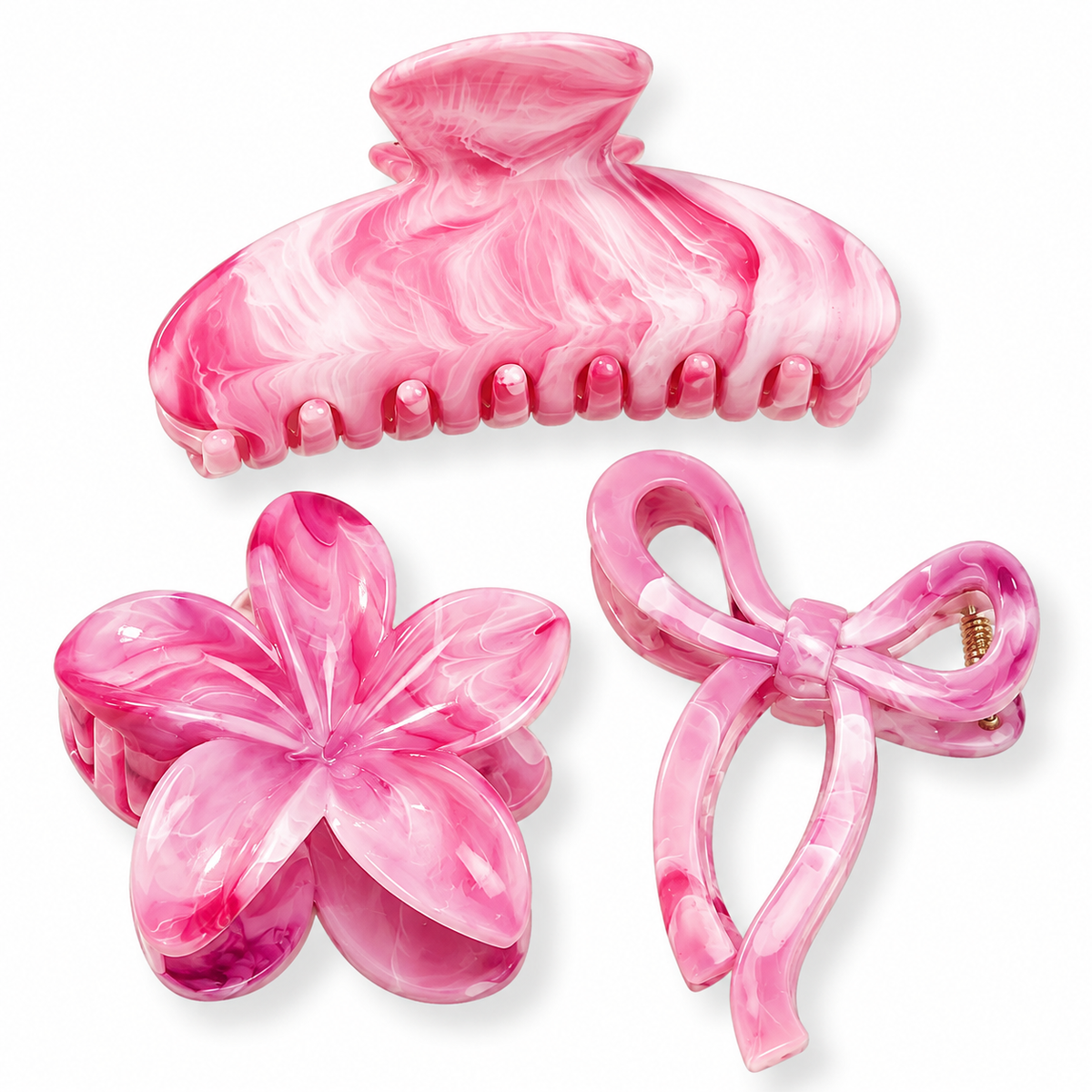 Marble Pink Clip Set
